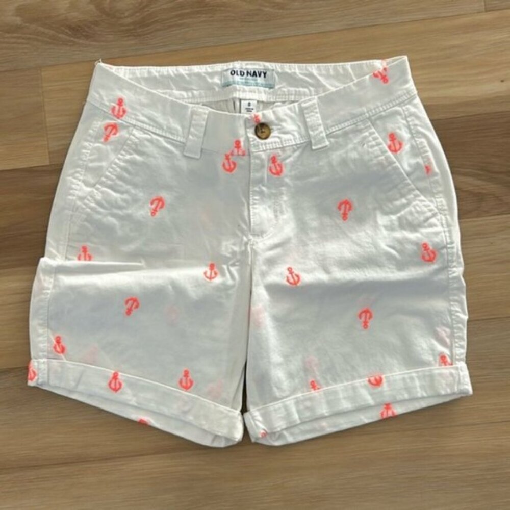 White and Pink Old Navy Anchor Shorts